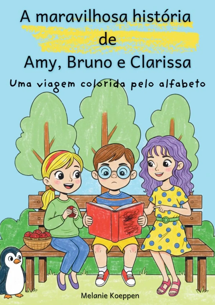 Cover of "A Maravilhosa História de Amy, Bruno e Clarissa", Portuguese edition