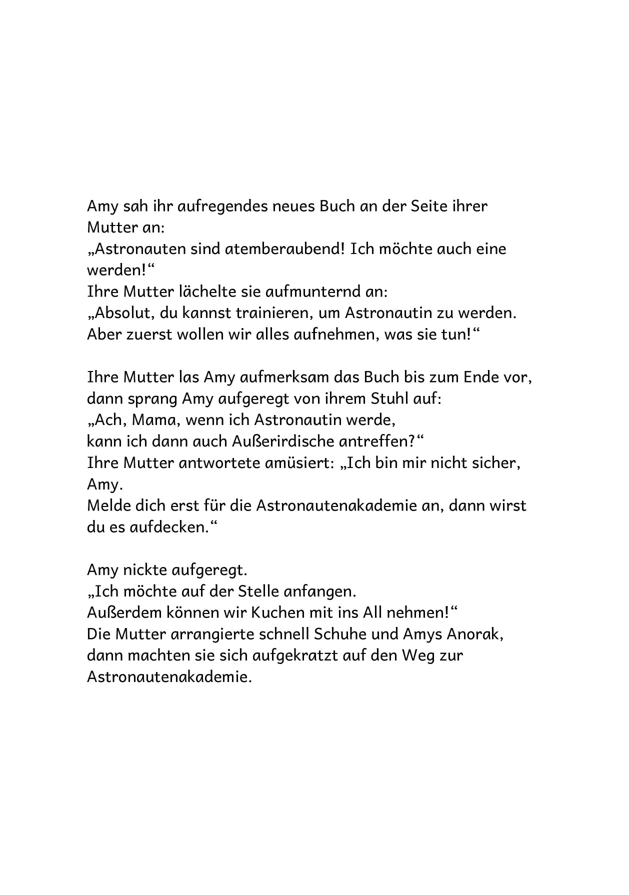 Aus Kapitel A: Amys erster Schultag