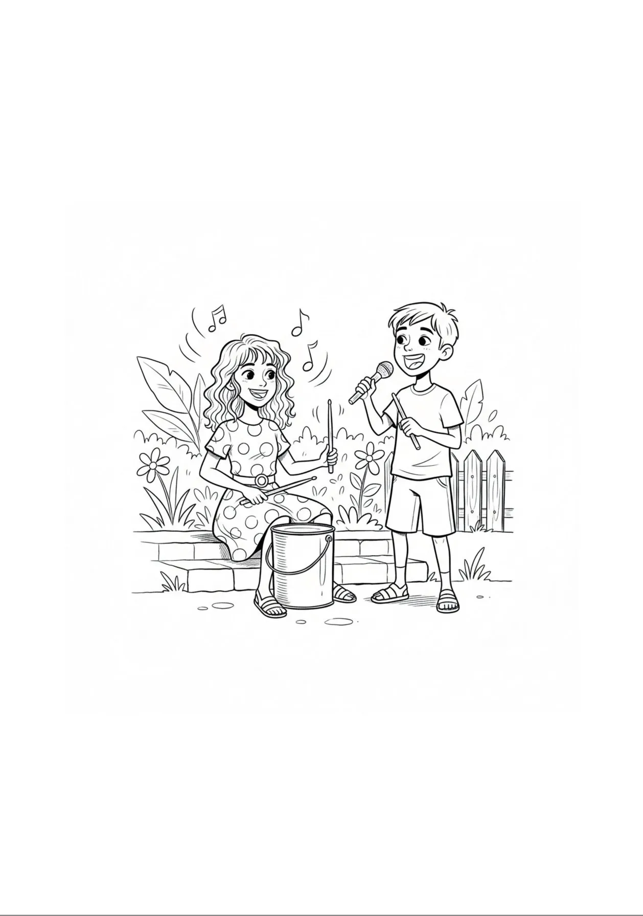 Coloring scene from the garden